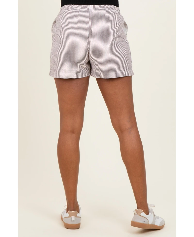 Pinkblush Maternity Brown Striped Drawstring Shorts