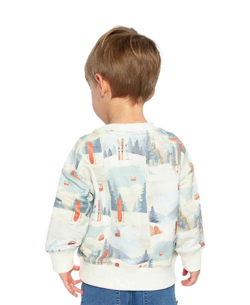 Deux par Baby Boy 12M-24M Fleece Sweatshirt Ski Print