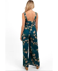 Pinkblush Maternity Teal Floral Smocked Jumpsuit