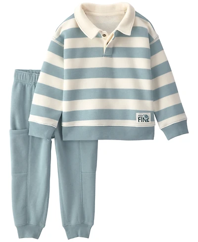 Carter's Baby Boys' and Girls' Long-Sleeve Polo Sweatshirt Pants, 2-Piece Set