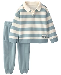Carter's Baby Boys' and Girls' Long-Sleeve Polo Sweatshirt Pants, 2-Piece Set