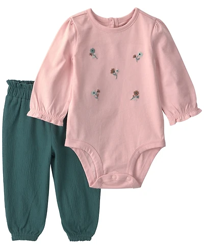 Carter's Baby Girls' Long-Sleeve Bodysuit and Pants, 2-Piece Set