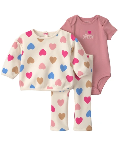 Carter's Baby Girls' Long-Sleeve T-Shirt, Bodysuit and Pants, 3-Piece Set