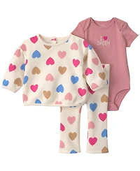 Carter's Baby Girls' Long-Sleeve T-Shirt, Bodysuit and Pants, 3-Piece Set