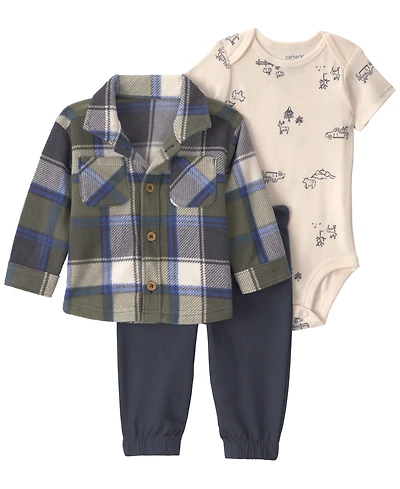 Carter's Baby Boys' Long-Sleeve Shirt, Bodysuit and Pants, 3-Piece Set