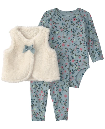 Carter's Baby Girls' Sleeveless Layering Vest, Bodysuit and Pants, 3-Piece Set