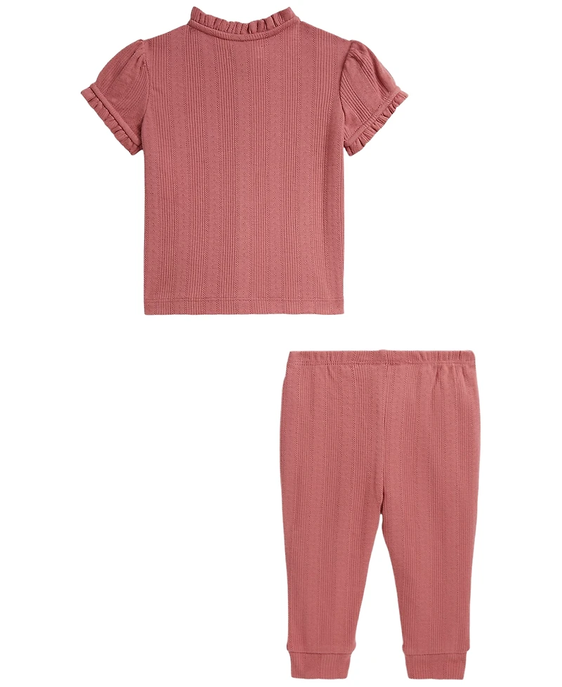 Polo Ralph Lauren Baby Girls' Pointelle Knit Cotton Top and Leggings, 2-Piece Set