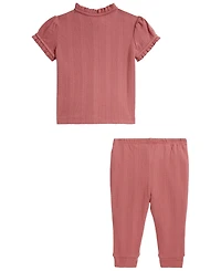 Polo Ralph Lauren Baby Girls' Pointelle Knit Cotton Top and Leggings, 2-Piece Set