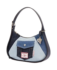 True Religion Women's Zip Top Hobo Bag with Signature Pocket Detail