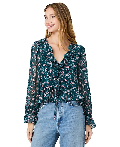 French Connection Women's Marina Tie-Front V-Neck Top