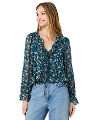 French Connection Women's Marina Tie-Front V-Neck Top