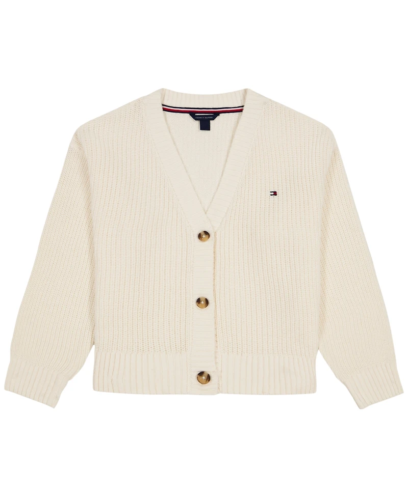 Tommy Hilfiger Girls' 7-16 Rib Knit Button-Front Cardigan