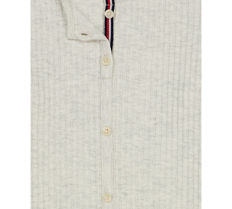 Tommy Hilfiger Girls' 7-16 Pointelle Rib Long-Sleeve Top