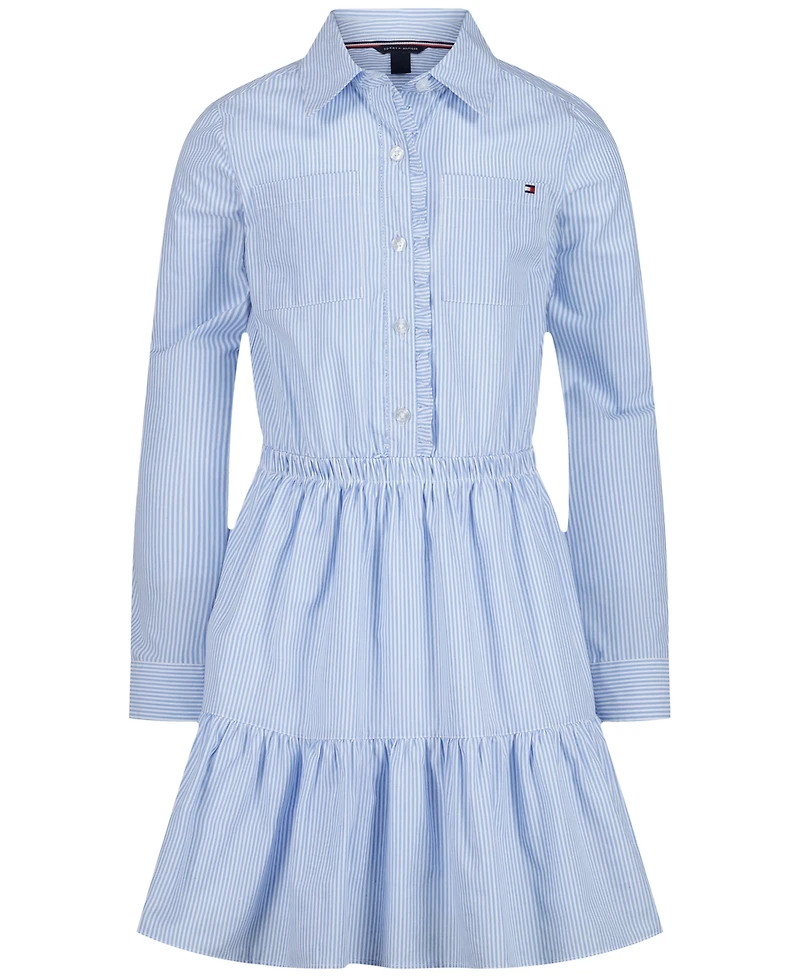 Tommy Hilfiger Girls' 7-16 Striped Long-Sleeve Shirt Dress