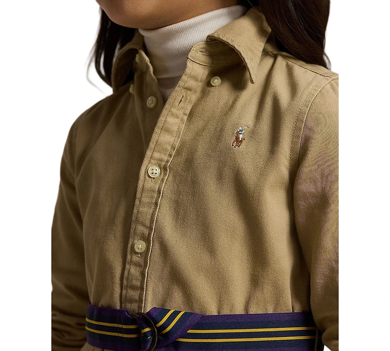 Polo Ralph Lauren Toddler and Little Girls Belted Chino Cotton Shirtdress