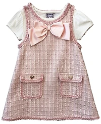 Blueberi Boulevard Girls' 2T-6X Short-Sleeve Top and Sleeveless Jumper Dress, 2-Piece Set