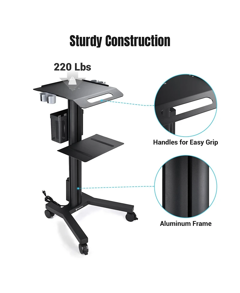 Yescom NexusX MedEvolve 2 Tiers Medical Trolley Mobile Medical Cart Rolling Cart Lab Dental Office