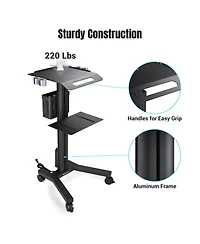 Yescom NexusX MedEvolve 2 Tiers Medical Trolley Mobile Medical Cart Rolling Cart Lab Dental Office