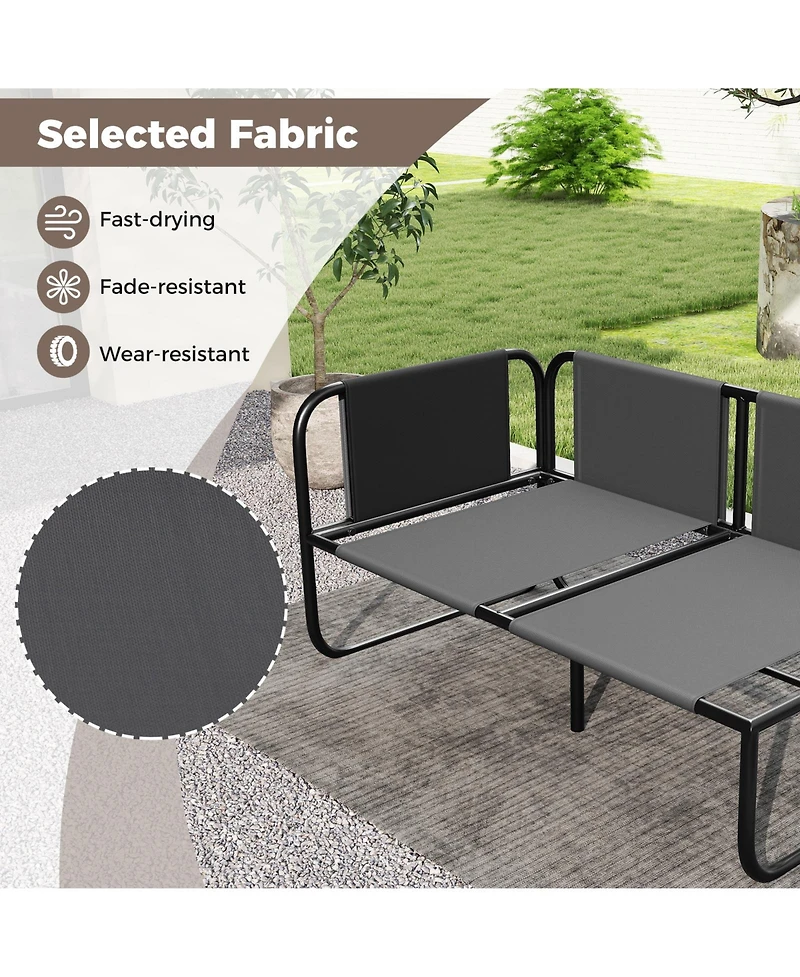 Gymax Patio Loveseat with Removable Pillows and Seat Cushion Side Armrest Metal Frame