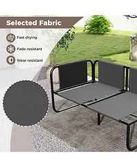 Gymax Patio Loveseat with Removable Pillows and Seat Cushion Side Armrest Metal Frame