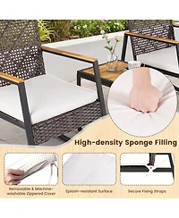 Gymax 3 Piece Outdoor Rocking Chair Set with Coffee Table Water-Resistant Cushions for Porch