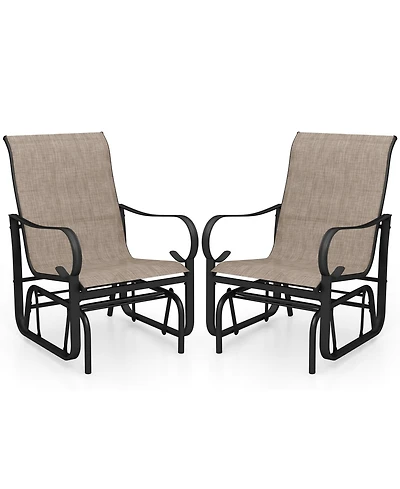 Slickblue Patio Glider Chair Set of 2 with Metal Frame and High Back Support-Mix