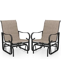 Slickblue Patio Glider Chair Set of 2 with Metal Frame and High Back Support-Mix
