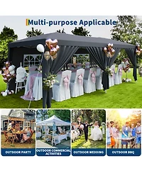 Homfan Oxford Fabric Cantilevered Folding Shelter with Eaves, Outdoor Pop-Up Camping Canopy for Patio Beach Backyard