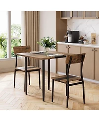 gaomon Dining Table Set, Metal Frame and Mdf Board, Two-Tone Splicing Design