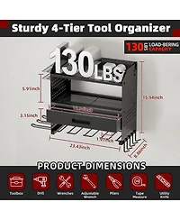 Xdovet Power Tool Organizer Wall Mount 4 Layers Drill Holder Garage Storage Rack
