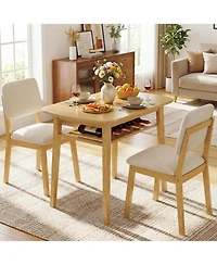Slickblue 3 Piece Kitchen Dining Table Set with Upholstered Chairs for 2 Person