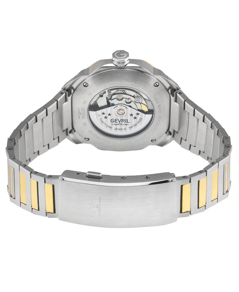 Gevril Men's Roosevelt Swiss Automatic Two tone Ipyg/Ss Bracelet Watch
