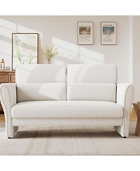 homfan 57" Boucle Loveseat Sofa, Small 2-Seater Couch with High Backrest, Removable Lumbar Pillows, Easy Assembly
