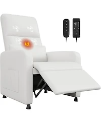 homfan Power Recliner Chair with Massage and Heat, Electric Adjustable Recliner with Pu Leather, Usb Port and Side Pockets, Living Room