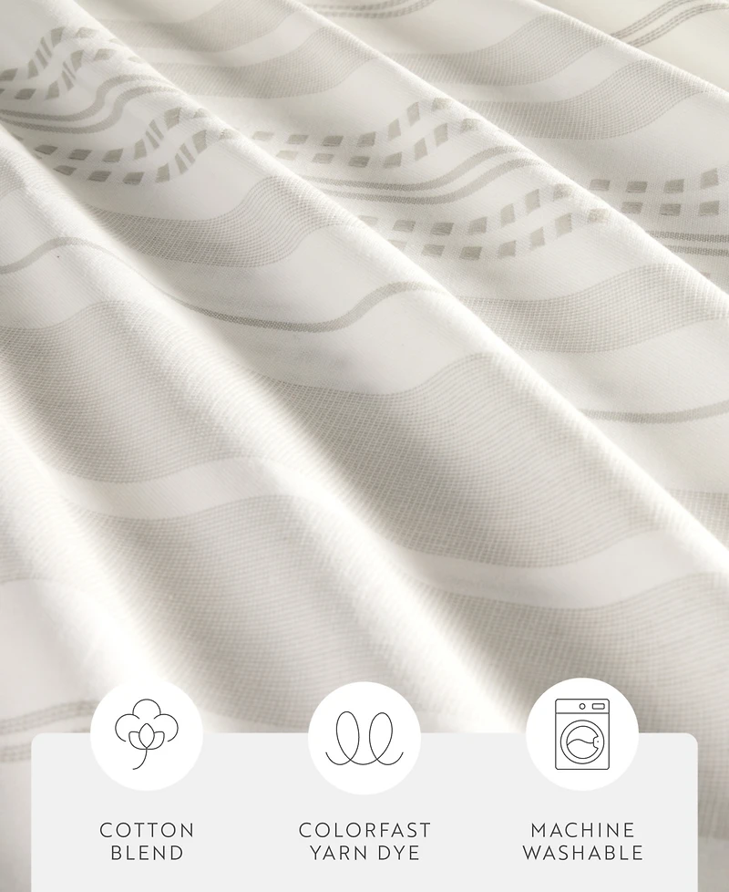 ienjoy Home Cotton Blend Striped Shower Curtains, 72" x
