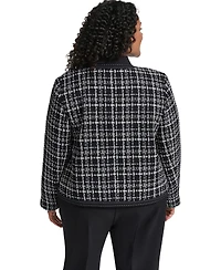 Karl Lagerfeld Paris Plus Open-Front Woven Jacket