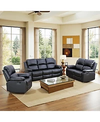 Tribesigns 182" Recliner Sofa Set, 6-Seater Leather Sectional Sofa with Storage Console, Cup Holders, Pillow Top Arms