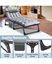 Mooncool Sleeping Cots Folding Chaise Lounge Chairs 5-Position Outdoor for Beach Lawn Camping Pool