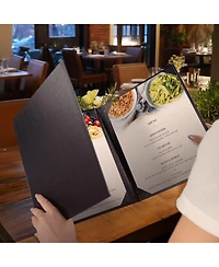 Yescom WeChef Restaurant Menu Covers 8.5x11" Trifold 3 View Pu Leather with Angled Corners for Wine List Bar Hotel 5 Pack