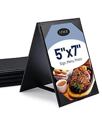 Yescom 5"x7" Table Tent Menu Holders 2 Side A Frame Pu leather Drink Dessert for Restaurant Bar 5 Pack