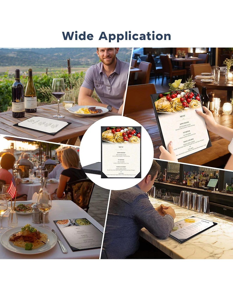 Yescom 20 Pack 8.5"x11" Pu Leather Restaurant Menu Covers Single Page with Angled Corners for Wine List Bar