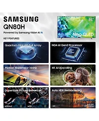 Samsung QN75QN80HAFXZA 75 Inch Neo Qled 4K Tv with 2 Year Amber Protection Plan (2026