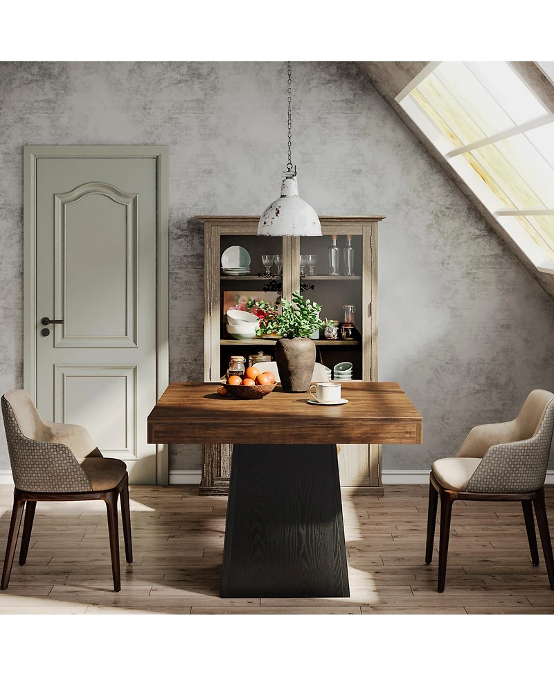 Tribesigns Square Dining Table for 4, 31.5-Inch Kitchen Small Dinner with Sturdy Pedestal Base, Farmhouse Room