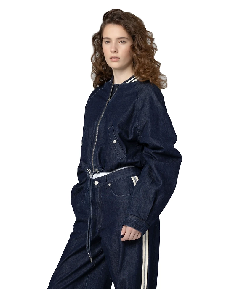 Blank Nyc Women's Play Time Collarless Denim Bomber Jacket