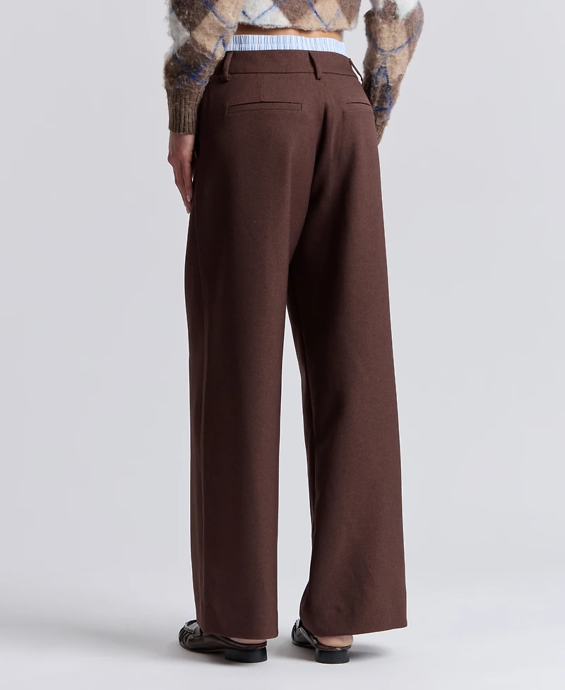 Avec Les Filles Women's Double-Waistband Wide-Leg Pants