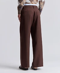 Avec Les Filles Women's Double-Waistband Wide-Leg Pants