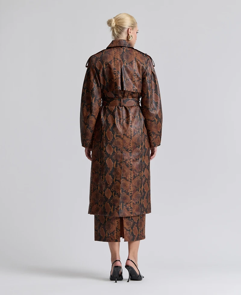 Avec Les Filles Women's Button-Front Spread Collar Maxi Coat