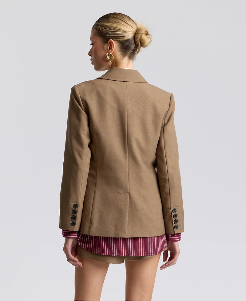 Avec Les Filles Women's Relaxed Notch Lapel Collar Blazer & Shirt