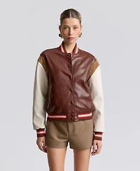 Avec Les Filles Women's Logo Varsity Colorblock Jacket