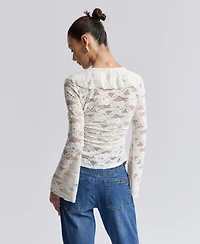 Avec Les Filles Women's Ruffle-Detail Lace Cardigan